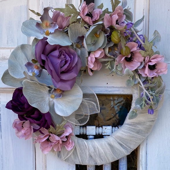 homemade Other - *SOLD*  Wreath handmade floral cream lilac sage purple